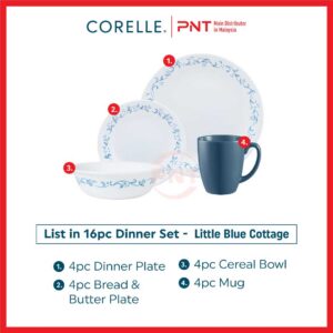 Corelle Livingware 16pc Set - Little Blue Cottage with Mugs - Image 4