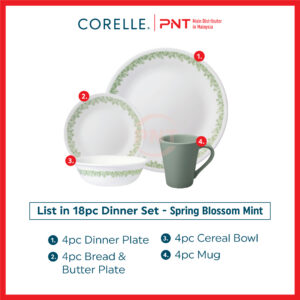 Corelle Livingware 16pc Set - Spring Blossom Mint with Mugs - Image 4