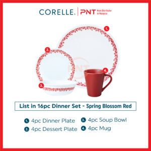 Corelle Livingware 16pc Set - Spring Blossom Red with Mugs - Image 4