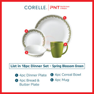 Corelle Livingware 16pc Set - Spring Blossom Green with Mugs - Image 4