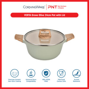 CorningWare VERTA Living Grove Olive 24cm Pot with Lid - Image 2