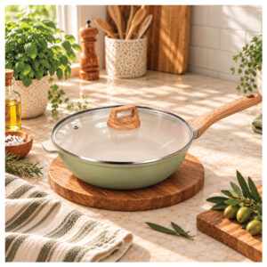CorningWare VERTA Living Grove Olive 30cm Wok Pan with Lid - Image 5